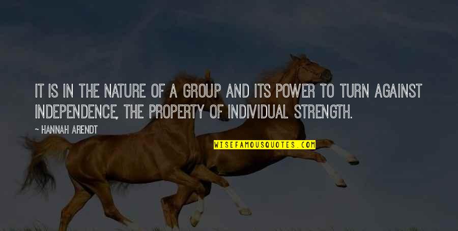 Strength And Power Quotes By Hannah Arendt: It is in the nature of a group