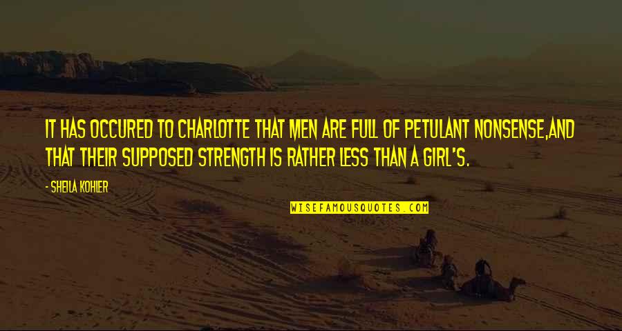 Strength And Quotes By Sheila Kohler: It has occured to Charlotte that men are