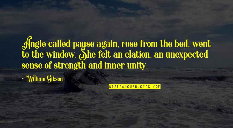 Strength And Unity Quotes By William Gibson: Angie called pause again, rose from the bed,