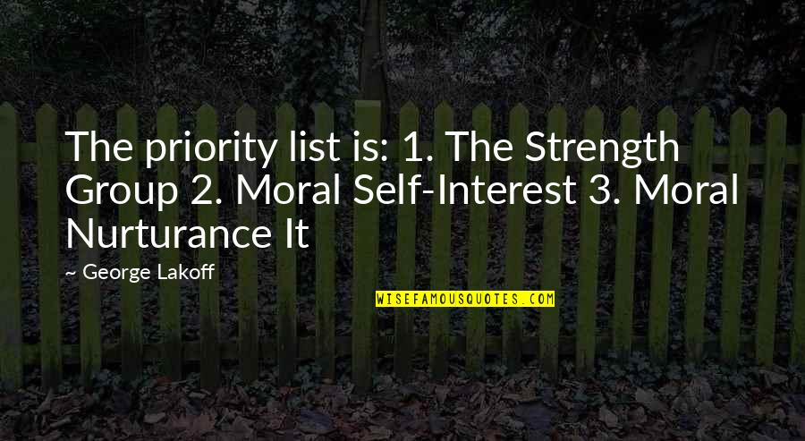 Strength In Group Quotes By George Lakoff: The priority list is: 1. The Strength Group