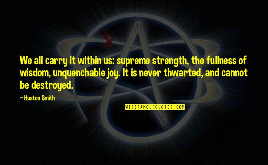 Strength To Carry On Quotes By Huston Smith: We all carry it within us: supreme strength,