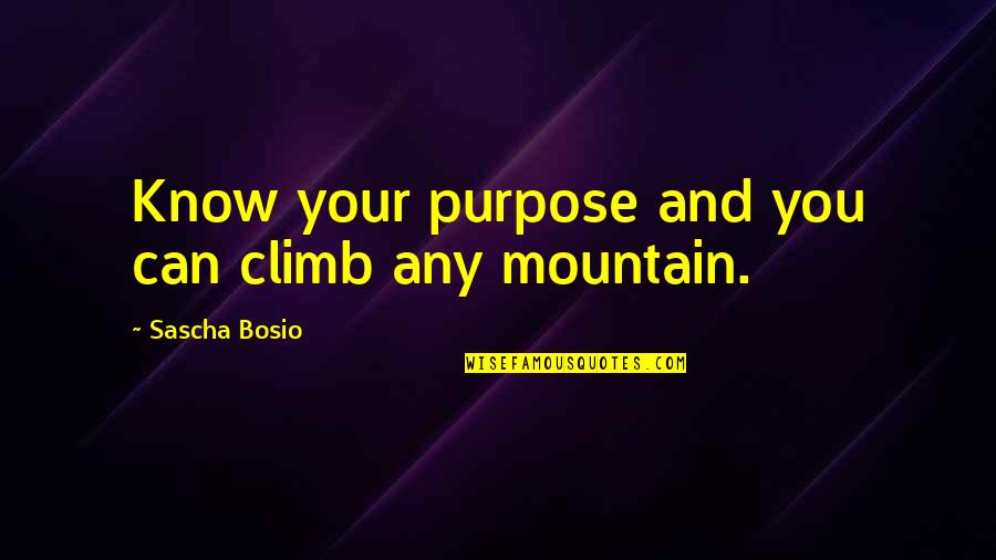 Strength To Face The Day Quotes By Sascha Bosio: Know your purpose and you can climb any