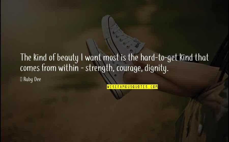 Strength Within Quotes By Ruby Dee: The kind of beauty I want most is