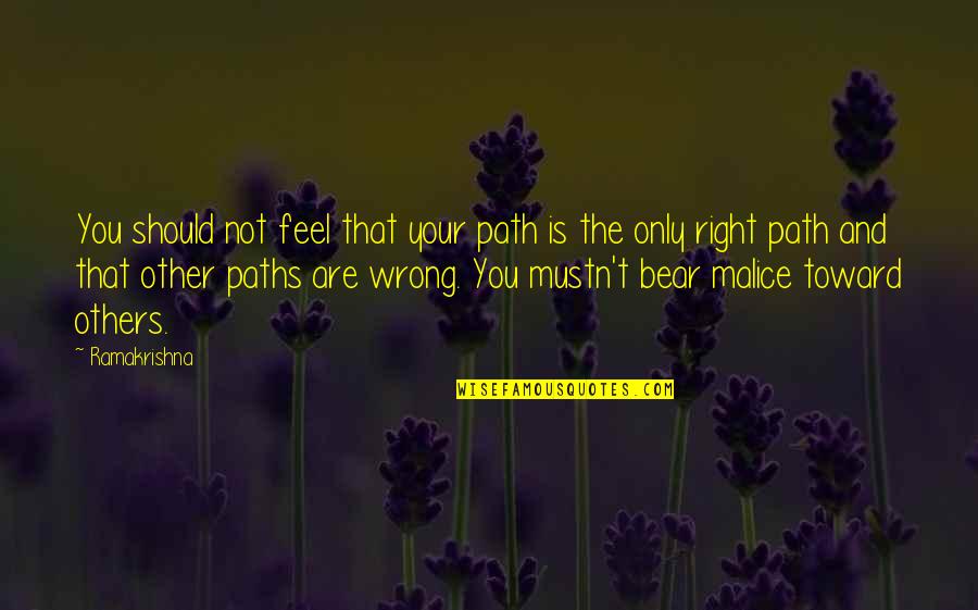 Strengthen Our Love Quotes By Ramakrishna: You should not feel that your path is