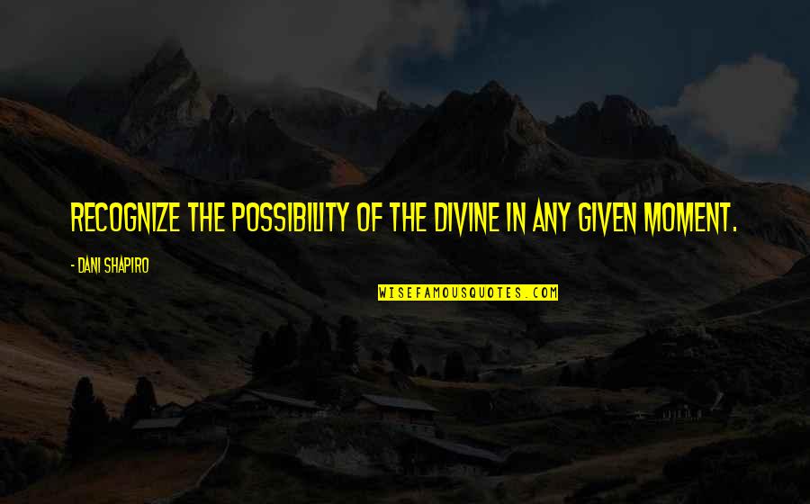 Strengthsfinder List Quotes By Dani Shapiro: Recognize the possibility of the divine in any Strengthsfinder List Quotes By Dani Shapiro: Recognize the possibility of the divine in any