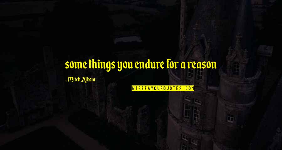 Strengthsfinder List Quotes By Mitch Albom: some things you endure for a reason