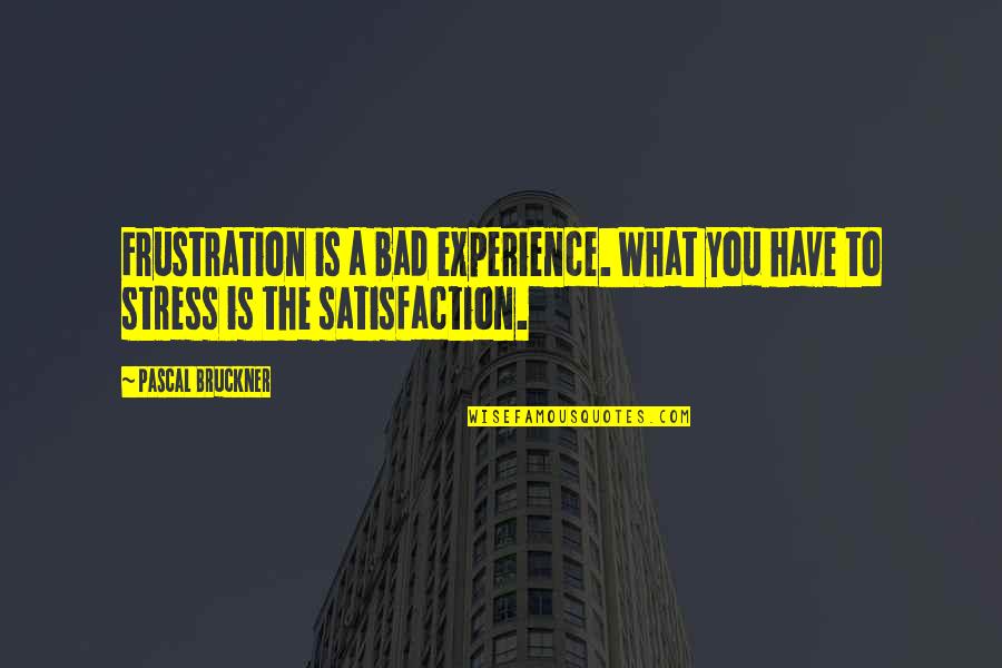 Stress For What Quotes By Pascal Bruckner: Frustration is a bad experience. What you have