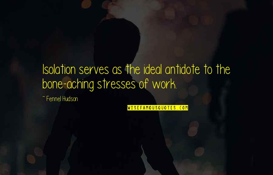 Stress From Work Quotes By Fennel Hudson: Isolation serves as the ideal antidote to the