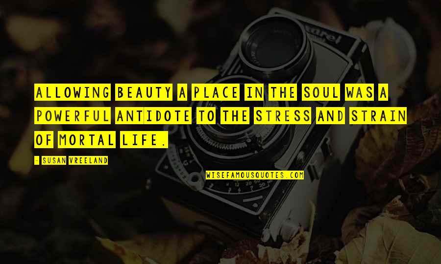 Stress In Life Quotes By Susan Vreeland: Allowing beauty a place in the soul was