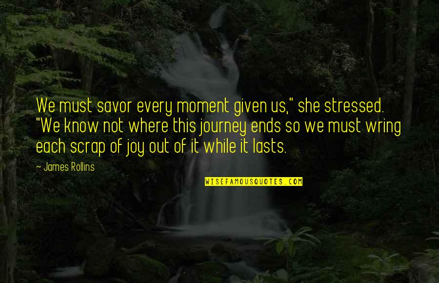 Stressed Up Quotes By James Rollins: We must savor every moment given us," she