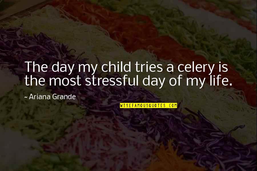 Stressful Quotes By Ariana Grande: The day my child tries a celery is