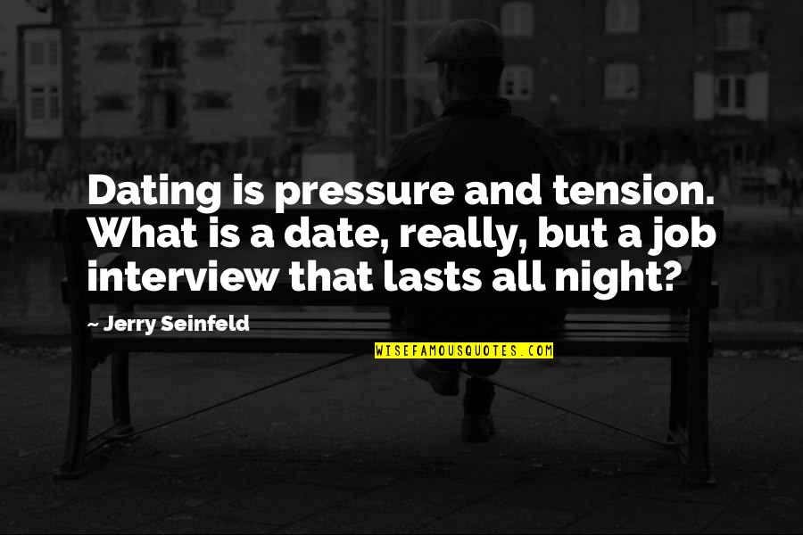 Stressing Over Things You Cannot Control Quotes By Jerry Seinfeld: Dating is pressure and tension. What is a