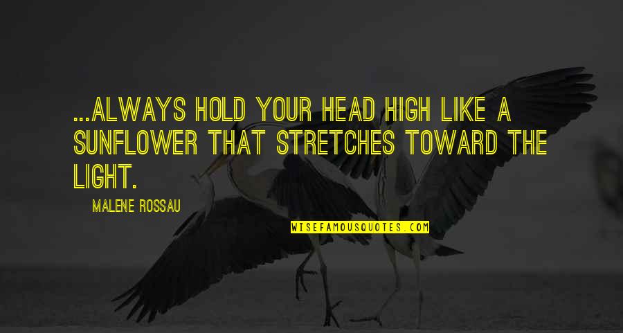 Stretches Quotes By Malene Rossau: ...Always hold your head high like a sunflower