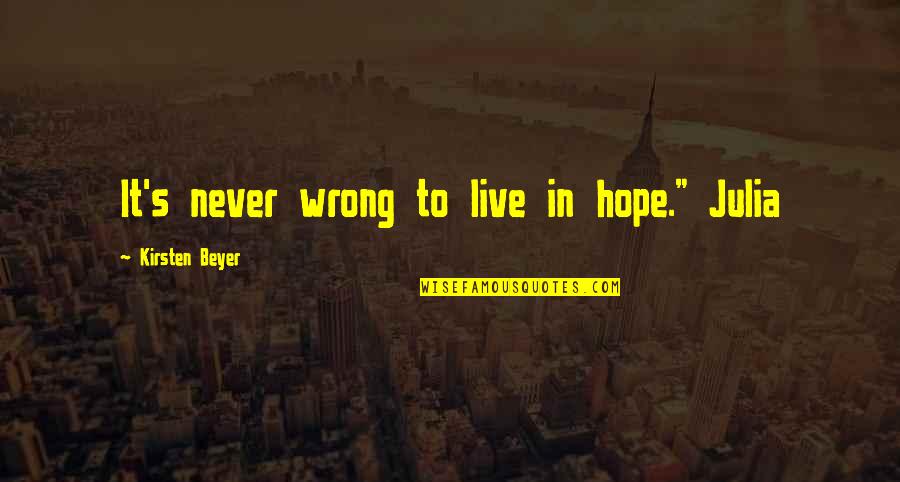 Stretta Reviews Quotes By Kirsten Beyer: It's never wrong to live in hope." Julia Stretta Reviews Quotes By Kirsten Beyer: It's never wrong to live in hope." Julia
