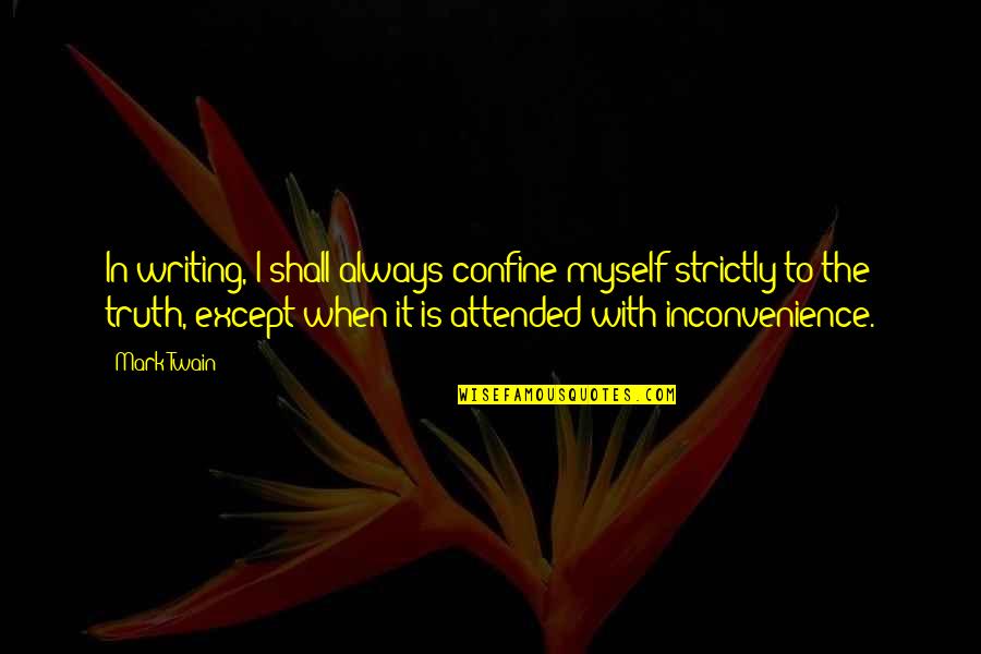 Strictly Quotes By Mark Twain: In writing, I shall always confine myself strictly