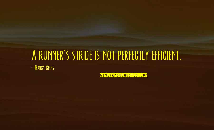 Stride Quotes By Nancy Gibbs: A runner's stride is not perfectly efficient.