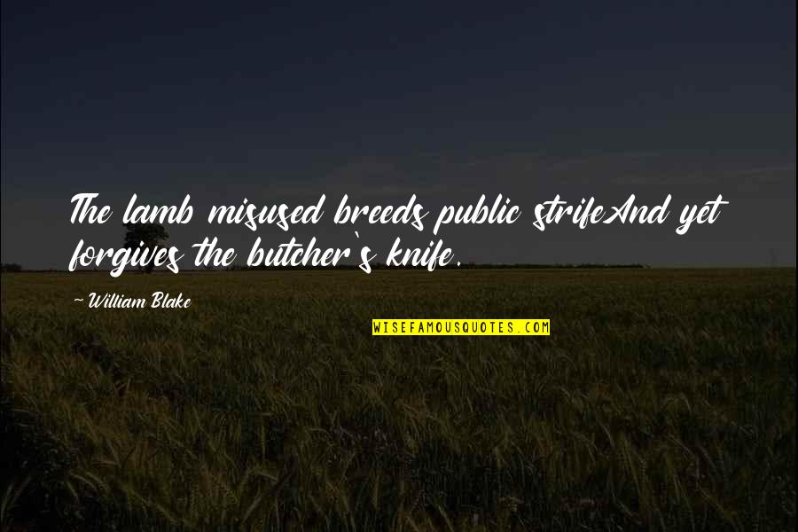 Strife Quotes By William Blake: The lamb misused breeds public strifeAnd yet forgives
