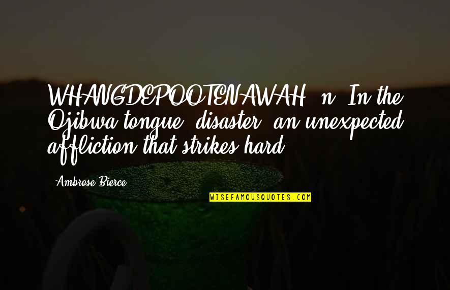 Strikes Quotes By Ambrose Bierce: WHANGDEPOOTENAWAH, n. In the Ojibwa tongue, disaster; an
