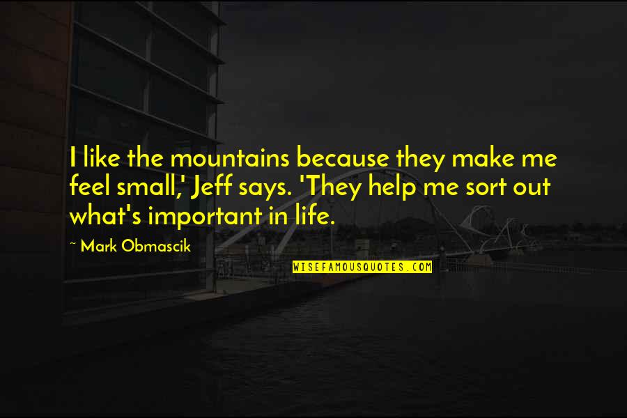 Strikethrough Quotes By Mark Obmascik: I like the mountains because they make me Strikethrough Quotes By Mark Obmascik: I like the mountains because they make me