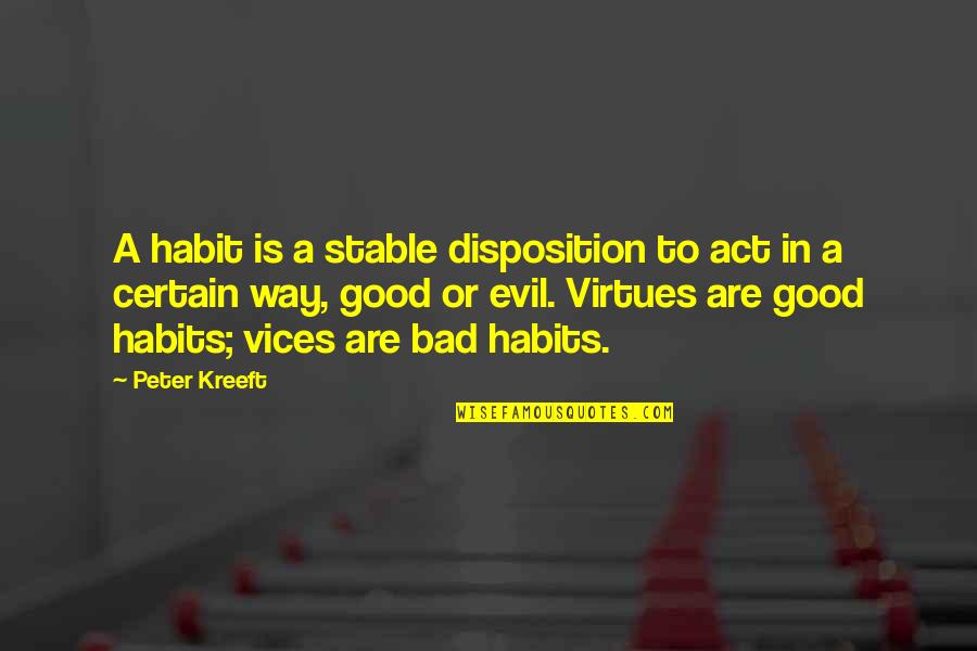 Strikethrough Quotes By Peter Kreeft: A habit is a stable disposition to act Strikethrough Quotes By Peter Kreeft: A habit is a stable disposition to act