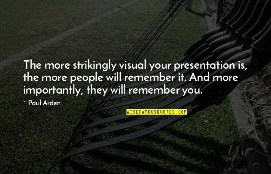 Strikingly Quotes By Paul Arden: The more strikingly visual your presentation is, the Strikingly Quotes By Paul Arden: The more strikingly visual your presentation is, the