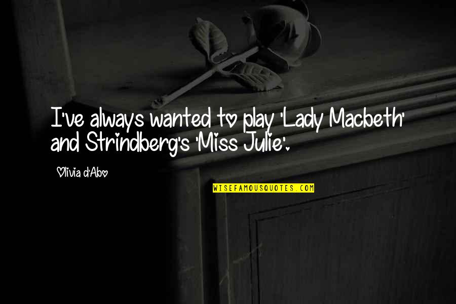 Strindberg Quotes By Olivia D'Abo: I've always wanted to play 'Lady Macbeth' and