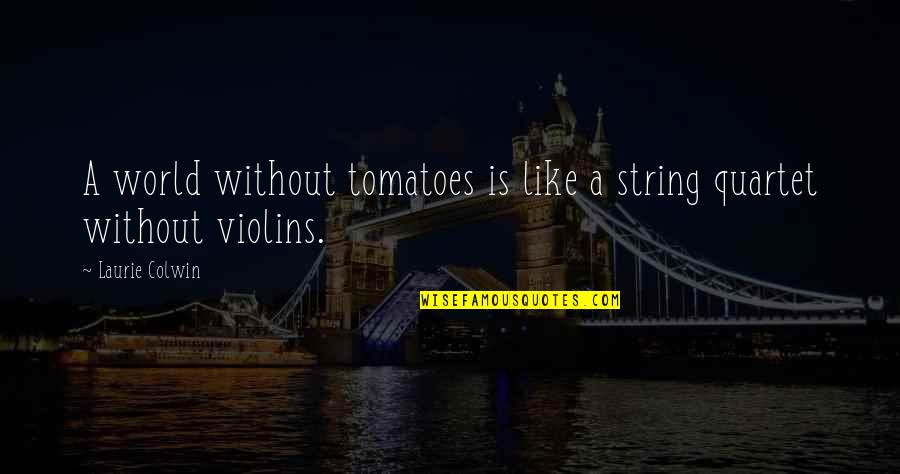 String Quartet Quotes By Laurie Colwin: A world without tomatoes is like a string