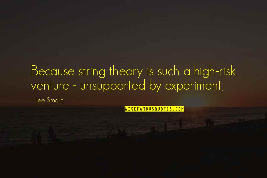String Theory Quotes By Lee Smolin: Because string theory is such a high-risk venture