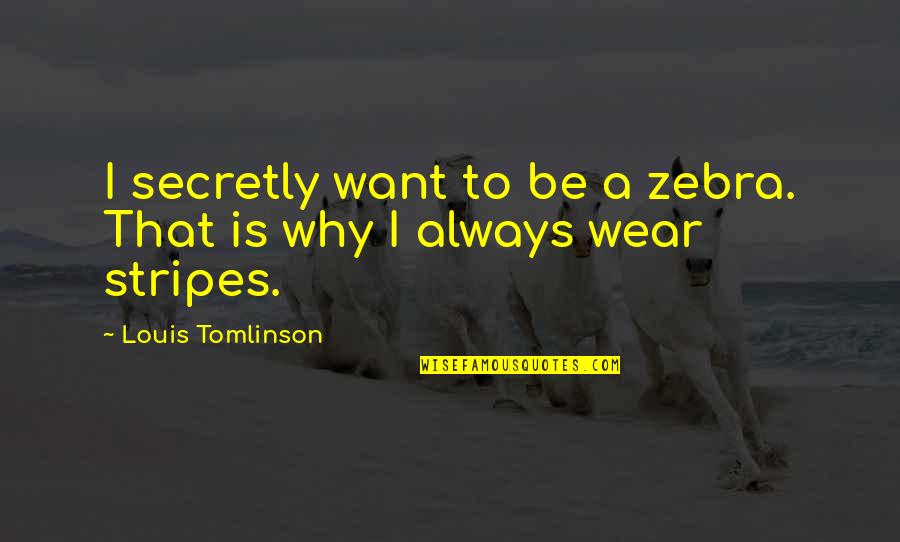 Stripes Best Quotes By Louis Tomlinson: I secretly want to be a zebra. That Stripes Best Quotes By Louis Tomlinson: I secretly want to be a zebra. That