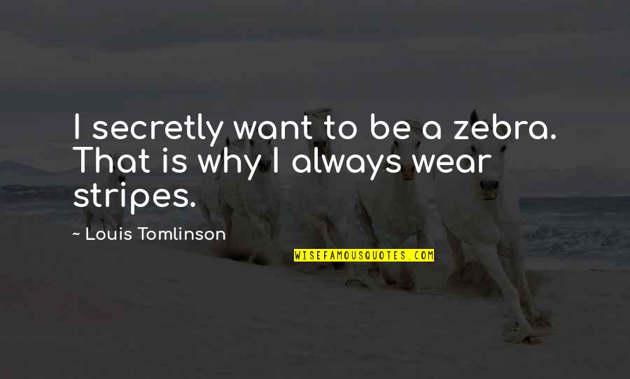 Stripes Of A Zebra Quotes By Louis Tomlinson: I secretly want to be a zebra. That