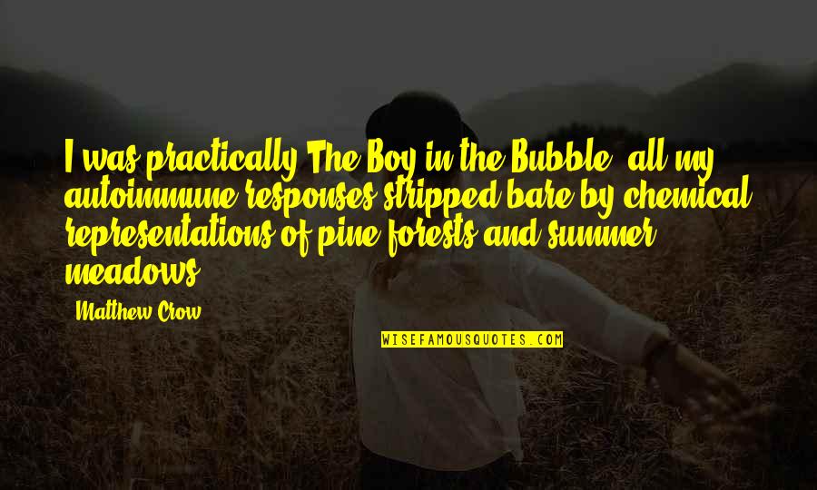 Stripped Bare Quotes By Matthew Crow: I was practically The Boy in the Bubble;