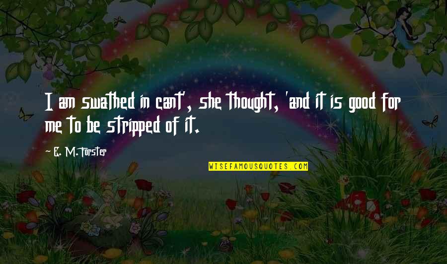 Stripped Quotes By E. M. Forster: I am swathed in cant', she thought, 'and