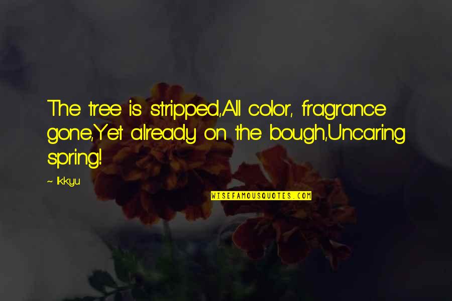 Stripped Quotes By Ikkyu: The tree is stripped,All color, fragrance gone,Yet already