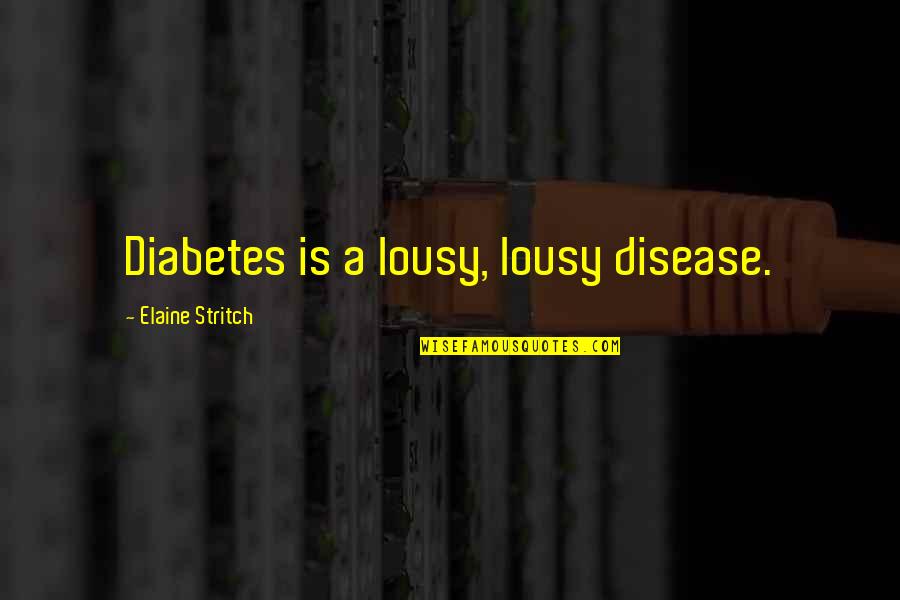 Stritch Quotes By Elaine Stritch: Diabetes is a lousy, lousy disease.