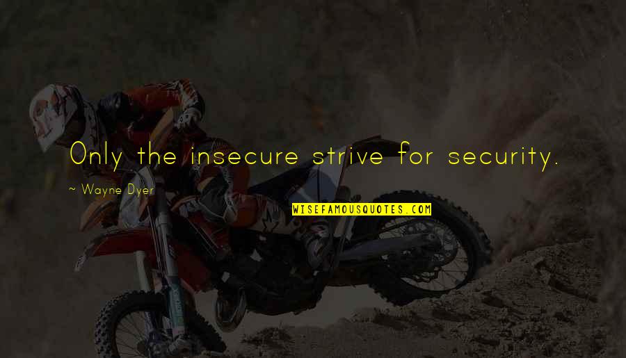 Strive For More Quotes By Wayne Dyer: Only the insecure strive for security.