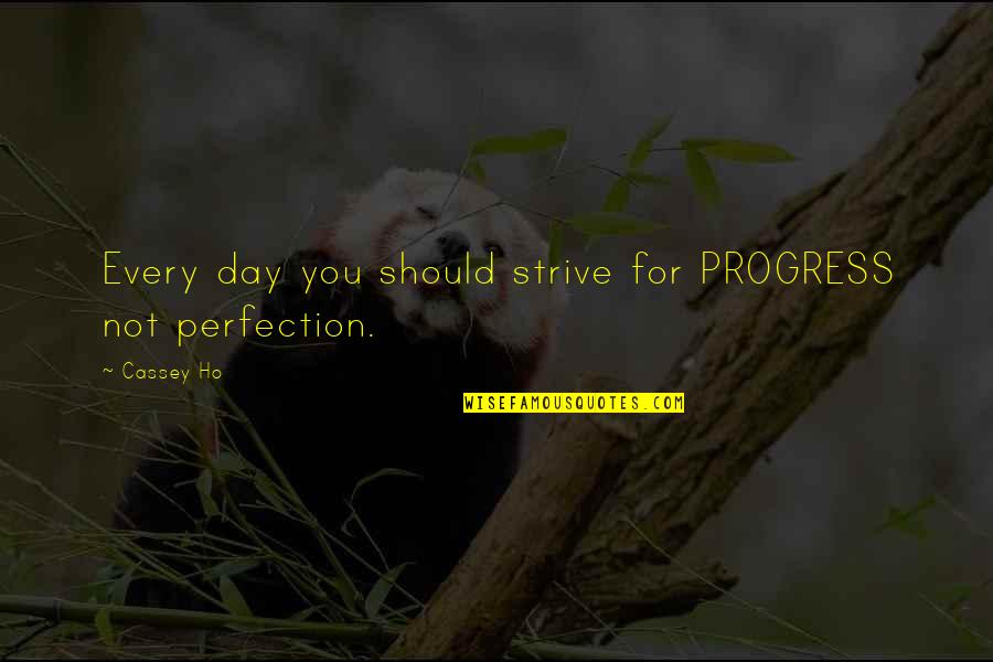 Strive For Perfection Quotes By Cassey Ho: Every day you should strive for PROGRESS not