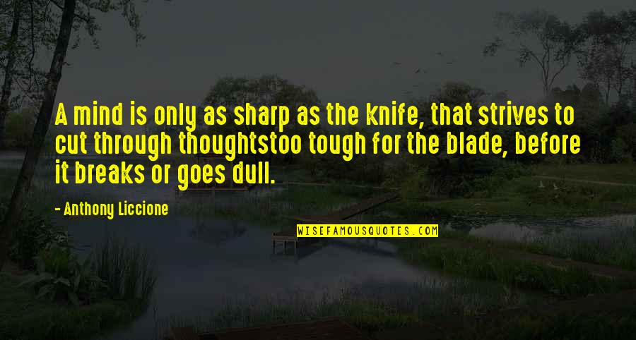 Strives Quotes By Anthony Liccione: A mind is only as sharp as the Strives Quotes By Anthony Liccione: A mind is only as sharp as the