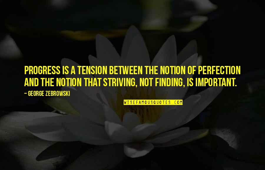 Striving For Perfection Quotes By George Zebrowski: Progress is a tension between the notion of