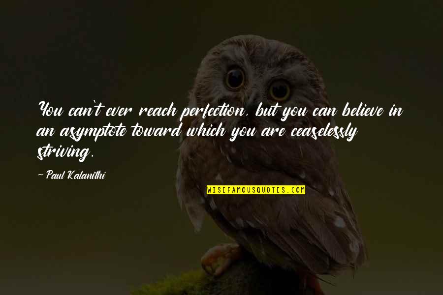 Striving For Perfection Quotes By Paul Kalanithi: You can't ever reach perfection, but you can