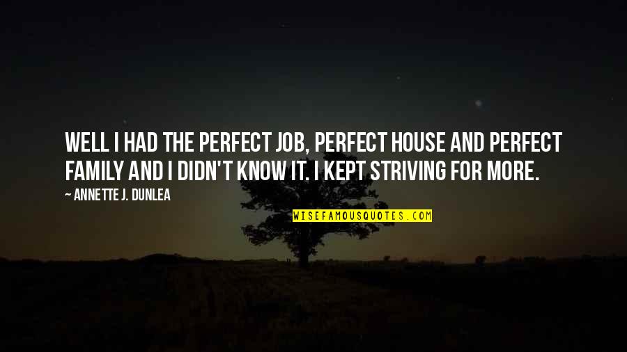 Striving For The Best Quotes By Annette J. Dunlea: Well I had the perfect job, perfect house