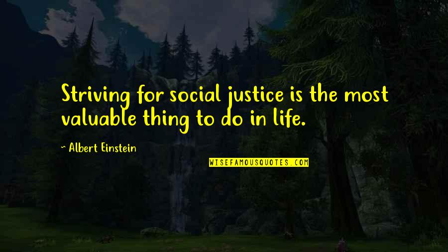 Striving To Do Your Best Quotes By Albert Einstein: Striving for social justice is the most valuable