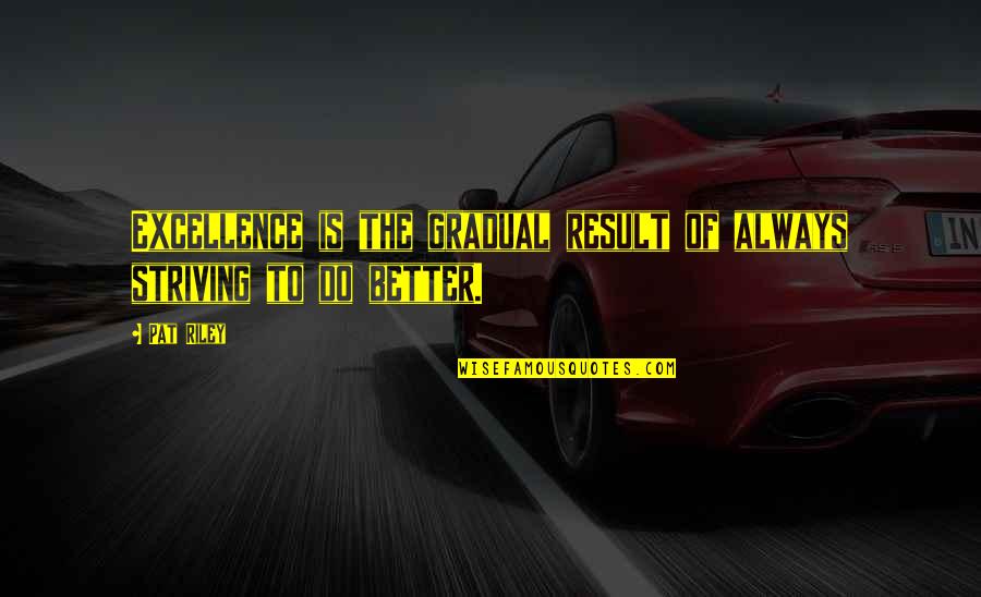 Striving To Do Your Best Quotes By Pat Riley: Excellence is the gradual result of always striving