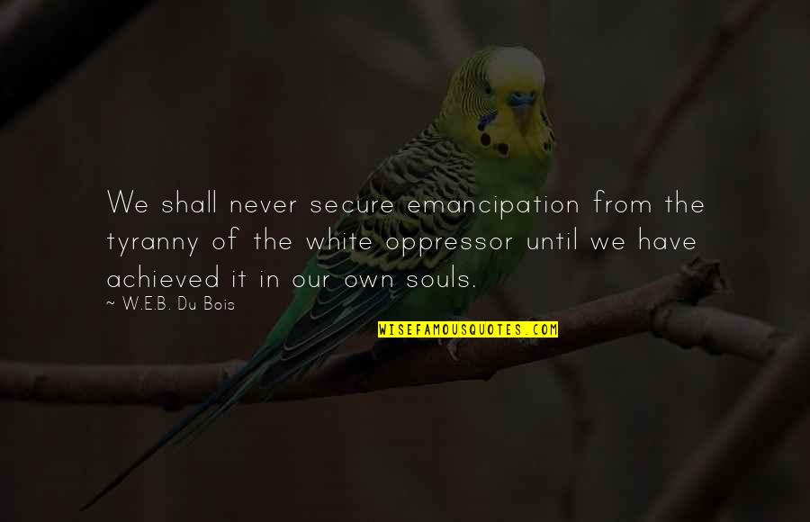 Strobe Edge Movie Quotes By W.E.B. Du Bois: We shall never secure emancipation from the tyranny