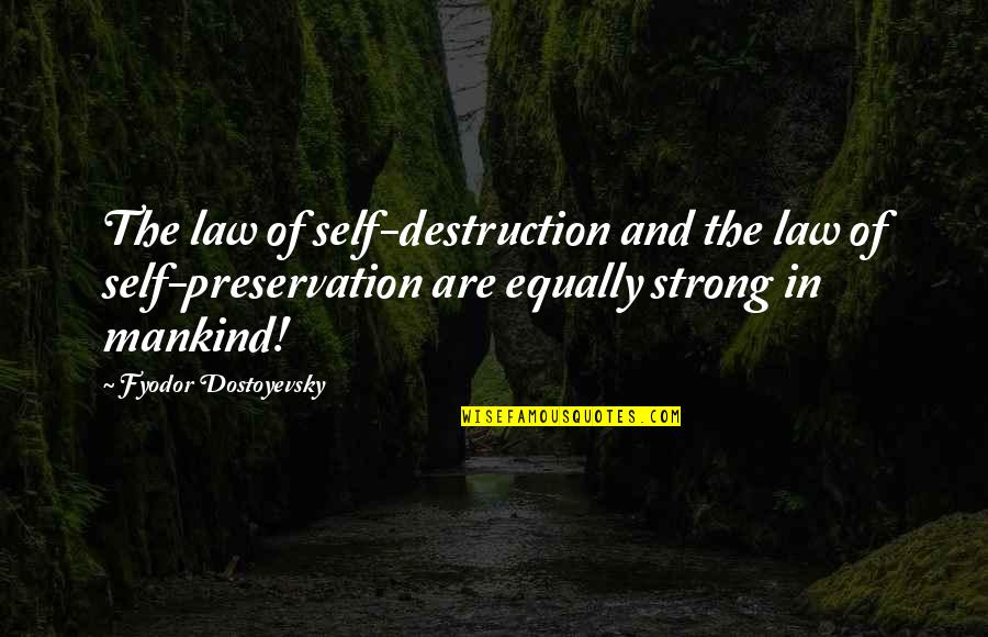 Strong Law Quotes By Fyodor Dostoyevsky: The law of self-destruction and the law of