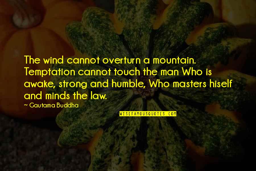 Strong Law Quotes By Gautama Buddha: The wind cannot overturn a mountain. Temptation cannot