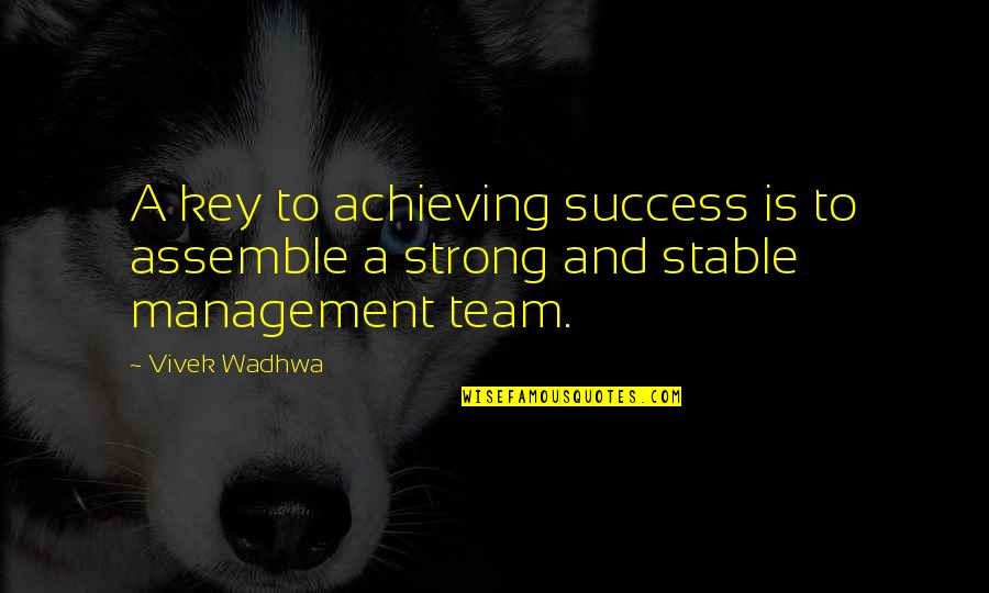 Strong Team Quotes By Vivek Wadhwa: A key to achieving success is to assemble