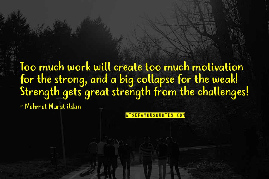Strong Will Quotes By Mehmet Murat Ildan: Too much work will create too much motivation