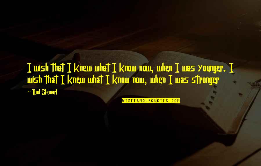 Stronger Now Quotes By Rod Stewart: I wish that I knew what I know