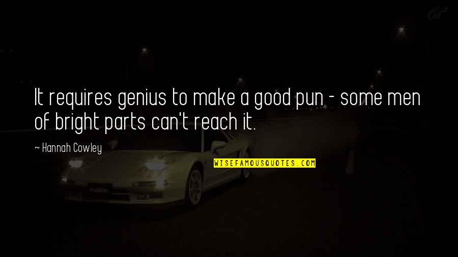 Stronzek Quotes By Hannah Cowley: It requires genius to make a good pun
