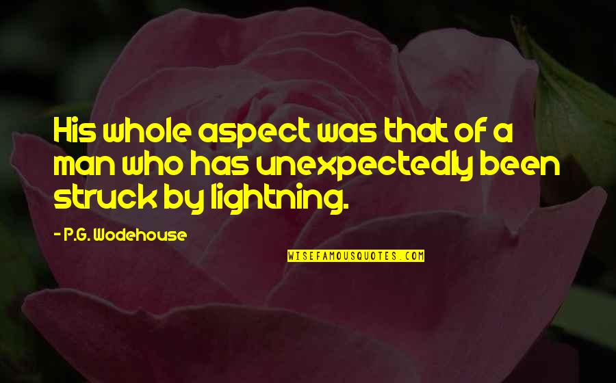 Struck By Lightning Best Quotes By P.G. Wodehouse: His whole aspect was that of a man